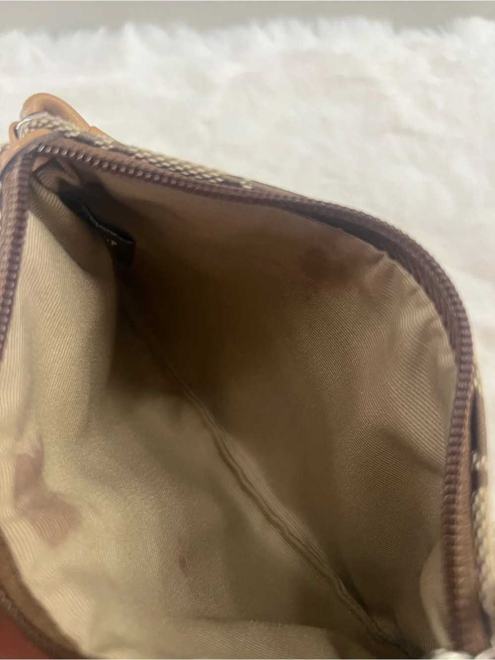 Coach Signature Jacquard Brown Wristlet